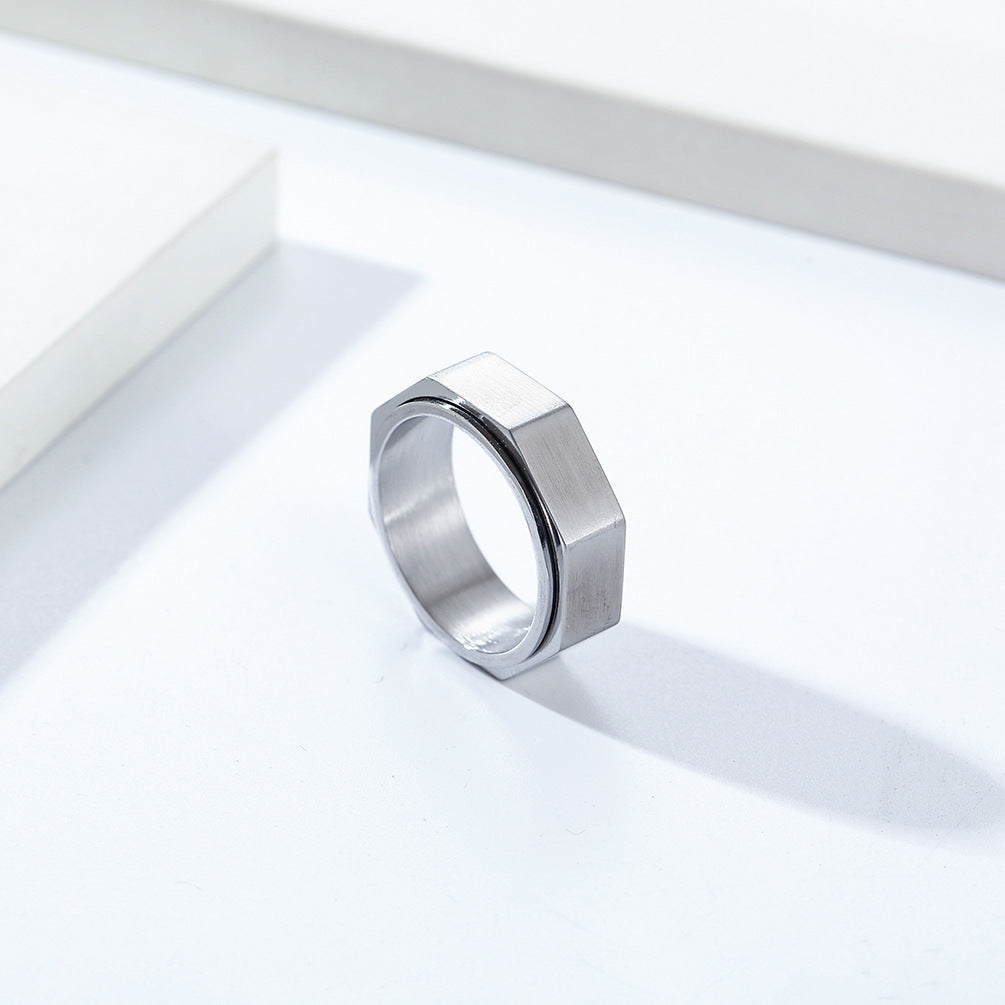 Stainless Steel Hex Nut Spinner Ring for Anxiety Relief
