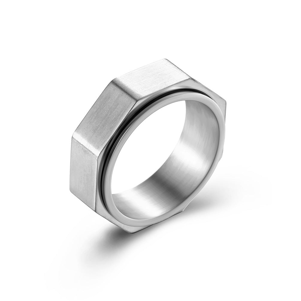 Stainless Steel Hex Nut Spinner Ring for Anxiety Relief