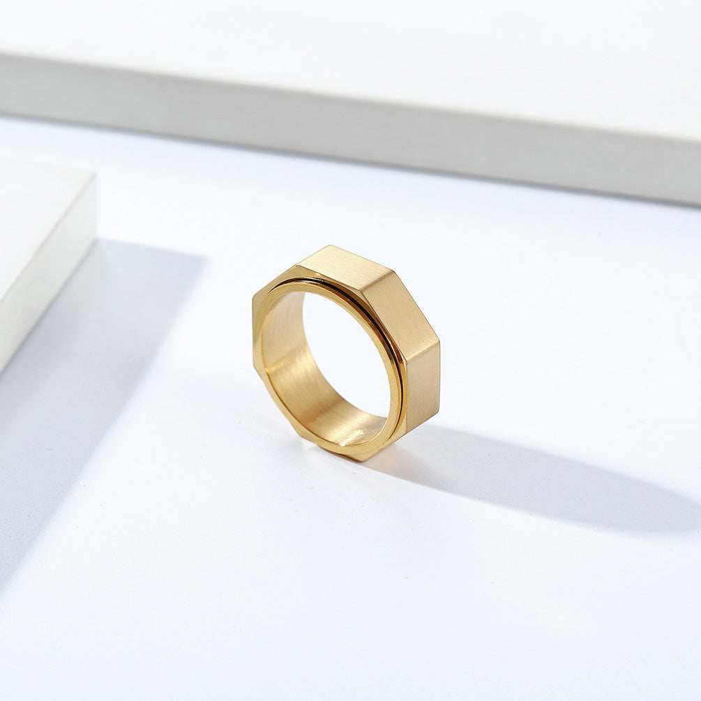 Stainless Steel Hex Nut Spinner Ring for Anxiety Relief