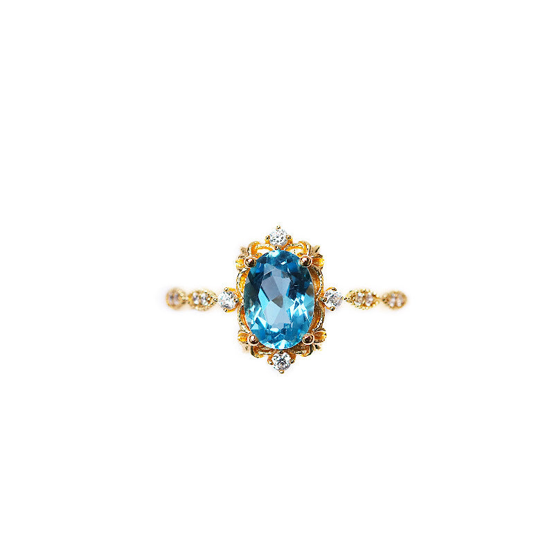 S925 Sterling Silver Gold Diamond Women's Ring
