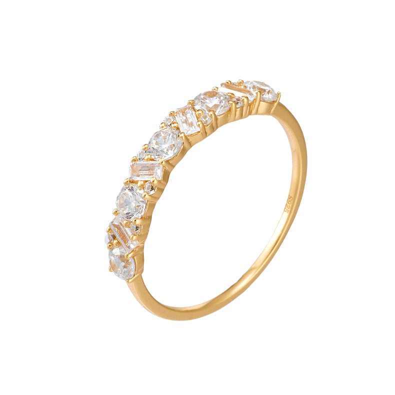 White Zirconium S925 Silver Diamond Row Ring