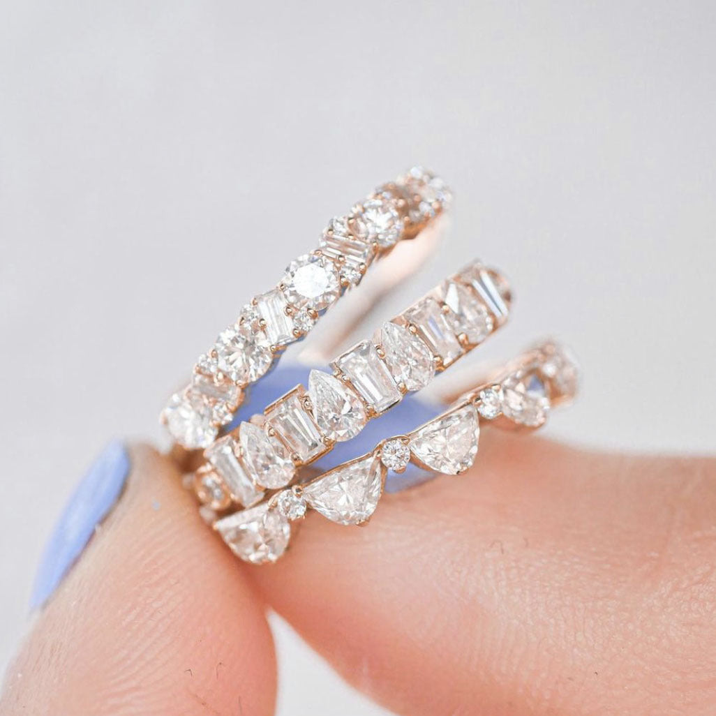 White Zirconium S925 Silver Diamond Row Ring