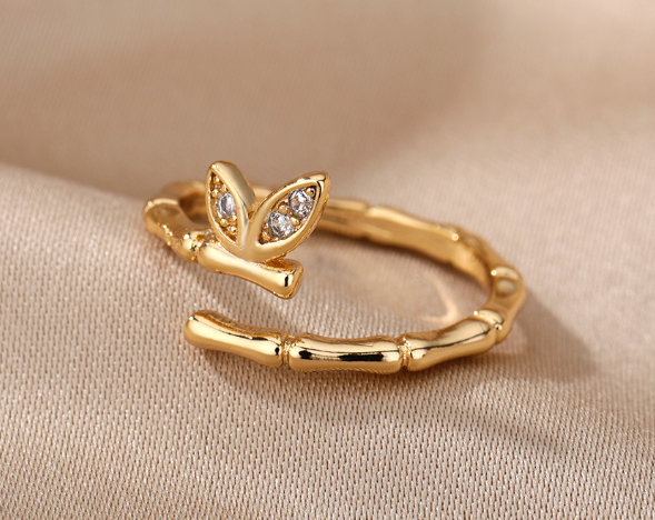 Bamboo Knot Micro-Set Zirconium Ring