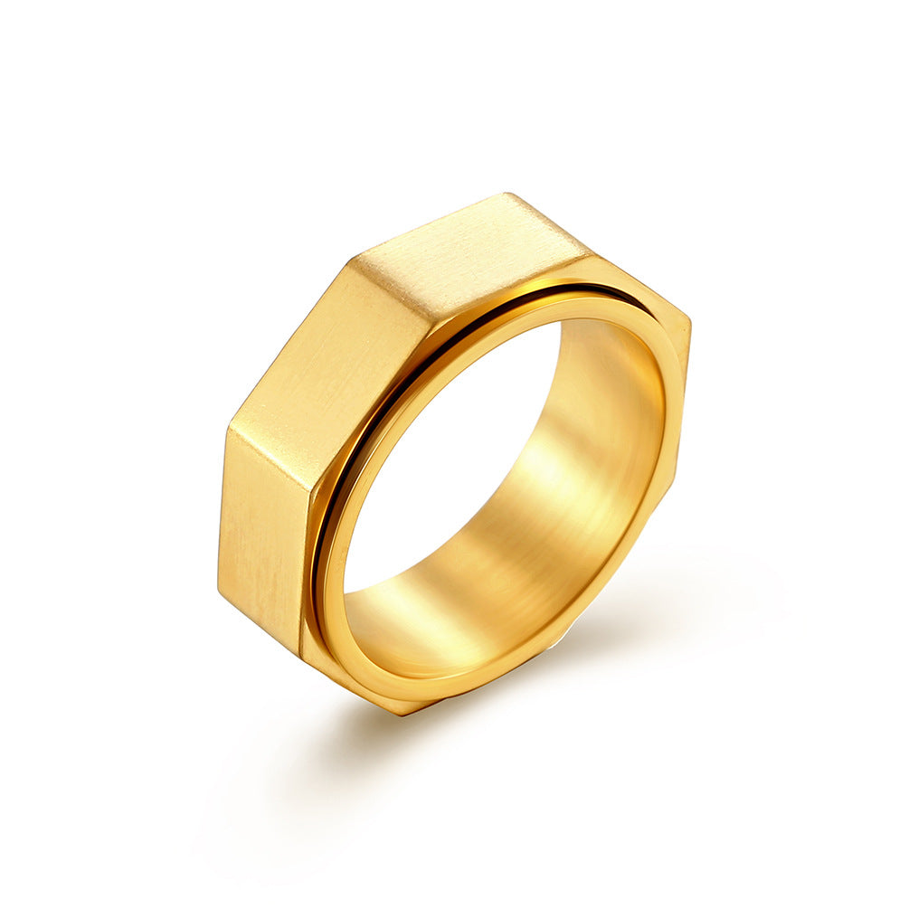 Stainless Steel Hex Nut Spinner Ring for Anxiety Relief
