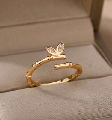 Bamboo Knot Micro-Set Zirconium Ring