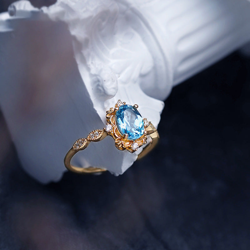 S925 Sterling Silver Gold Diamond Women's Ring