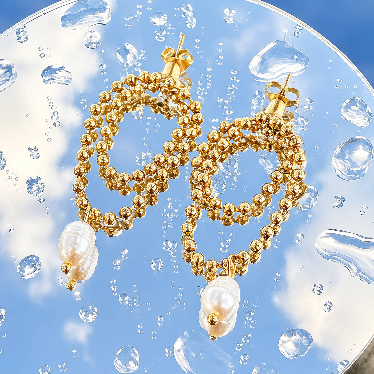 Steel Earings with Freshwater Pearl
