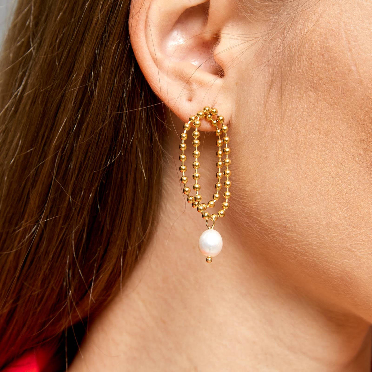 Steel Earings with Freshwater Pearl